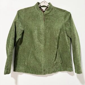 CJ Banks Christopher‎ & Banks Olive Green Floral Bomber Full Jacket Womens Sz X